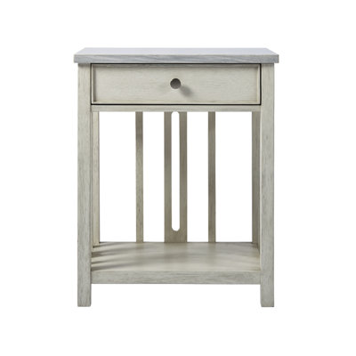 Escape 24" Wide Sandbar Finish Bedside Table with Stone Top and One Drawer