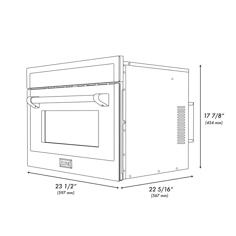 ZLINE Autograph Edition 24 in. Convection Microwave Oven in Satin Steel, Champagne Bronze