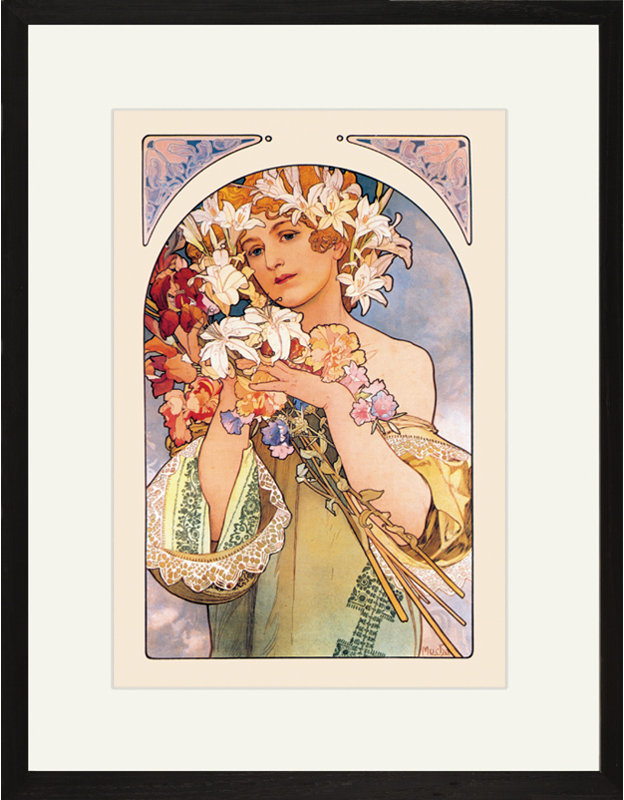 « fleur » par alphonse mucha, reproduction d’art encadrée