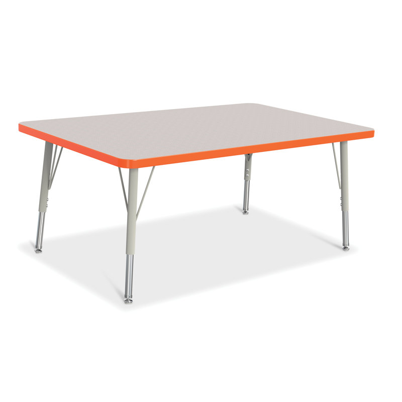 Table rectangulaire Berries, Jambe standard élémentaire 15" - 24", Gris avec orange, 24" x 36"