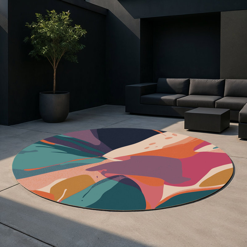 Tapis intérieur et extérieur Chroma Stream, Rond 5 pi