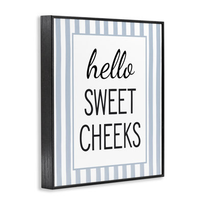 Hello Sweet Cheeks on Stripes Framed Giclee, design by Lettered and Lined