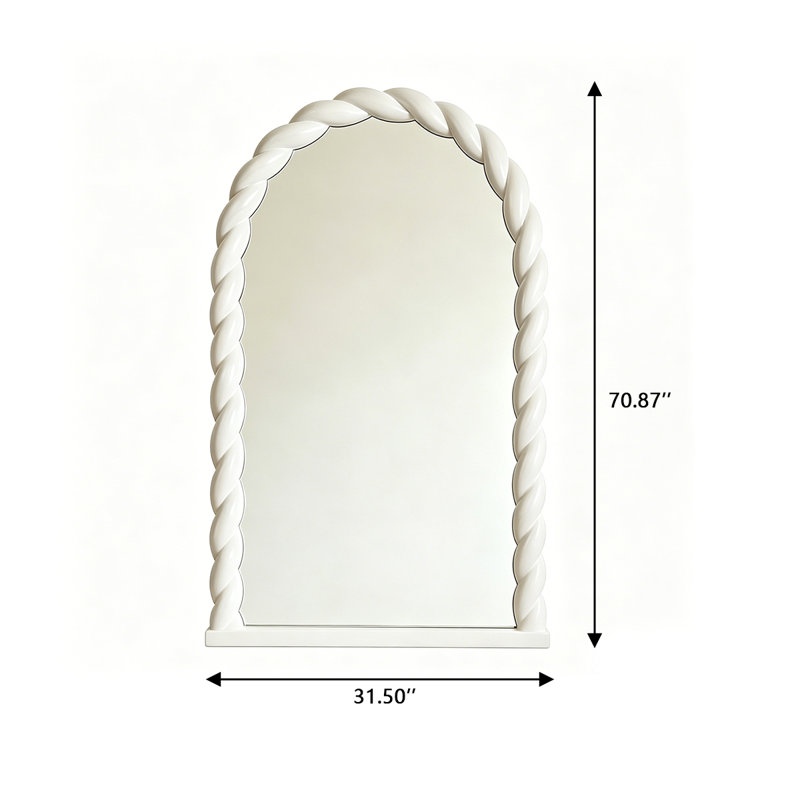 70,87 "miroir en verre arqué blanc, H 70,87 po x l 31,5 po x P 1,18 po, Blanc