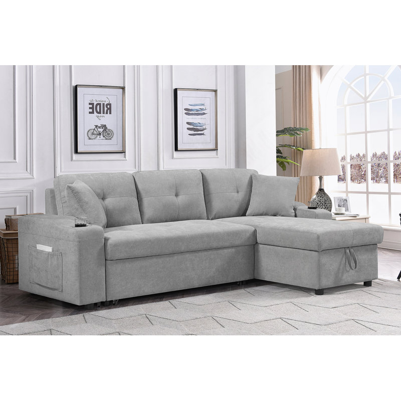 Canapé d'angle convertible avec rangement pour accoudoirs, canapé modulaire, méridienne droite