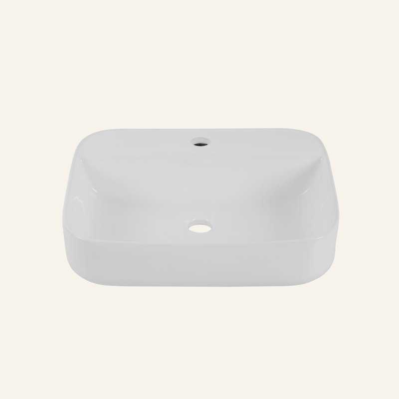 Rectangular Countertop Ceramic Wash Basin (White Finish) CUPC Certified