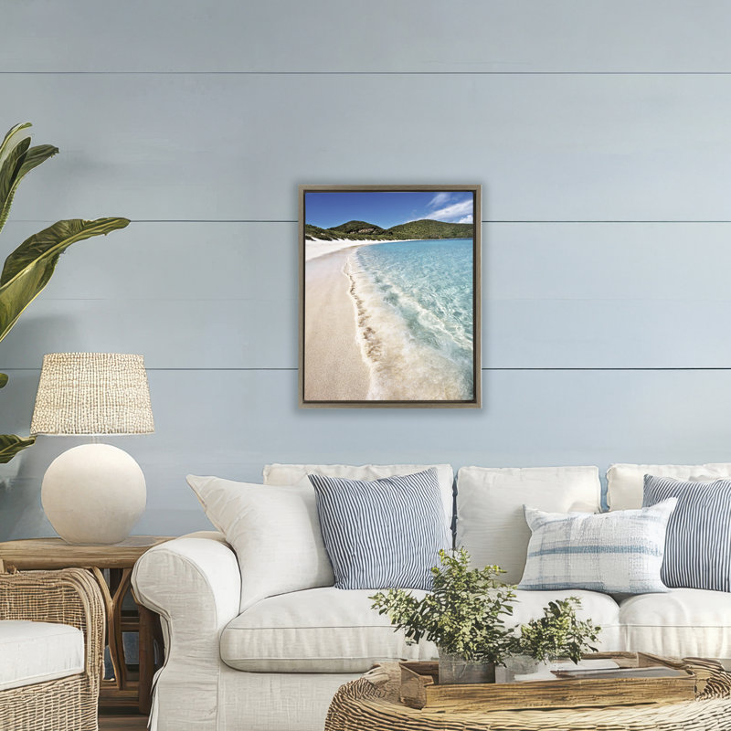 Cadre flottant Caribbean Beach Coast, design par Seven Trees Design, H 31 po x l 25 po, Cadre flottant orme Montalcino