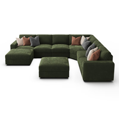 Modern U-Shaped Sectional Sofa With Storage Ottoman