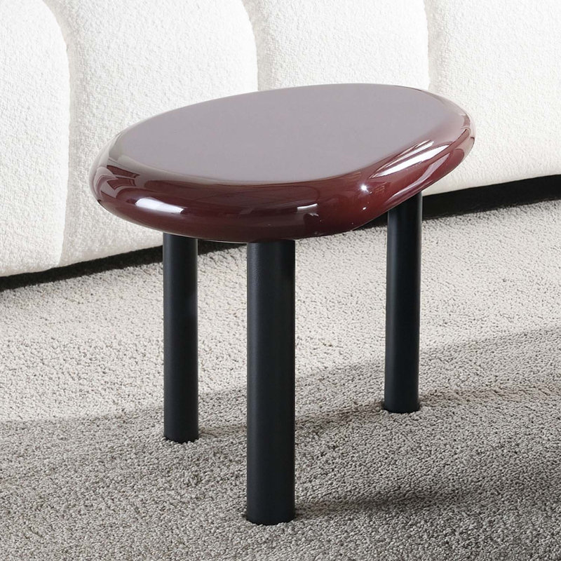 Oval End Table, Red High Gloss