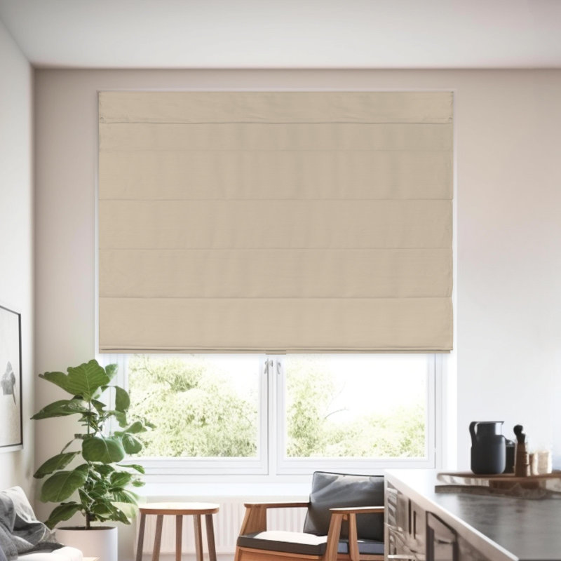 Room Darkening Roman Shade, 23"W x 64"L, Khaki