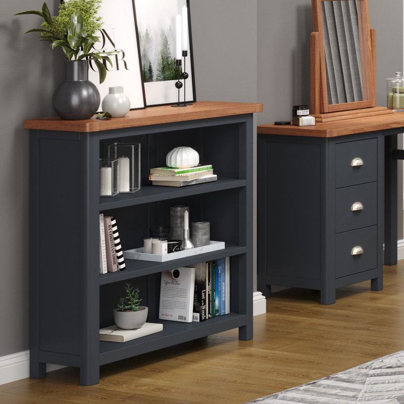 Aulay Tall Bookcase, Midnight Blue, Adjustable Shelves, 90cm H x 90cm W x 30cm D