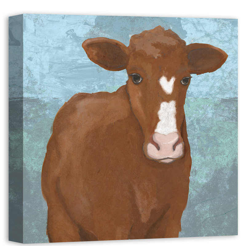 Impression de peinture acrylique « vache », H 20 po x l 20 po, Toile