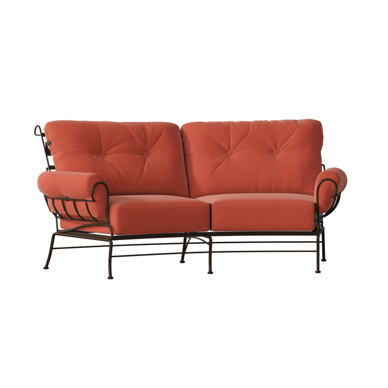 Terrace Outdoor 2 - Seat Loveseat, Chestnut Brown, Canvas Navy Sunbrella® Canvas