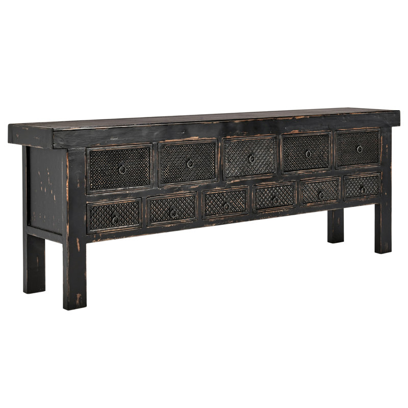 Console 11 tiroirs Lahey, Noir, noir, noir, noir