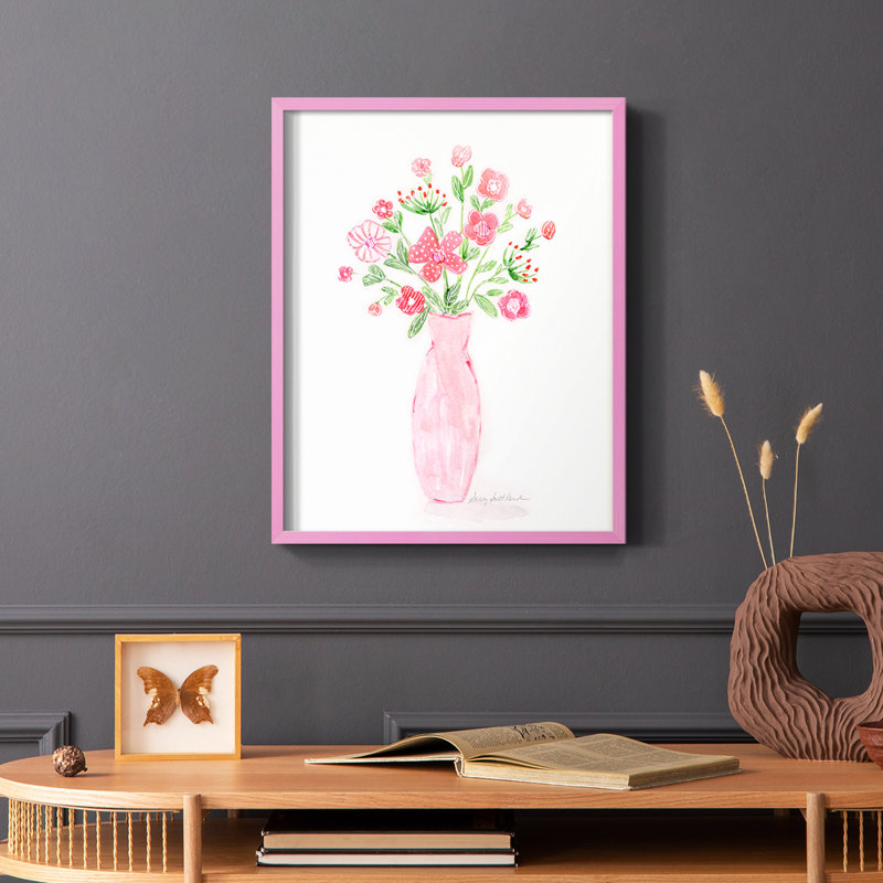 Boho Pinwheel Bouquet I, reproduction encadrée - bois massif, Cadre photo rose simple, H 10 po x l 8 po