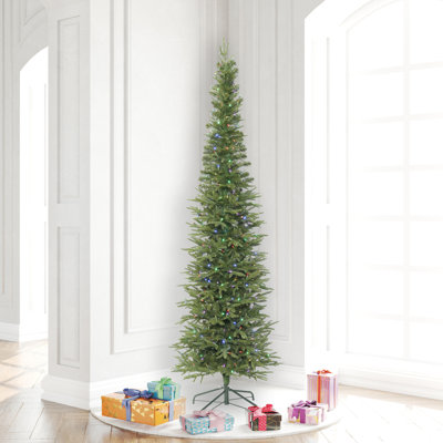 Sapin de noël artificiel vert 7,5 pi avec 400 lumières multicolores et base crayon