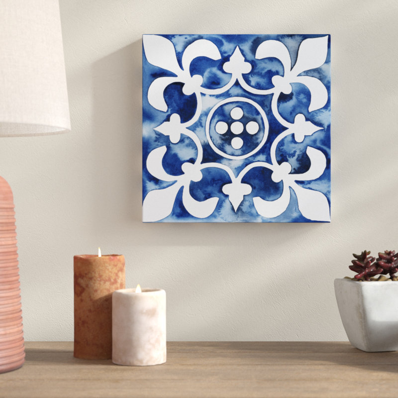 Cobalt Tile III by Grace Popp - Wrapped Canvas Painting, 30cm H x 30cm W