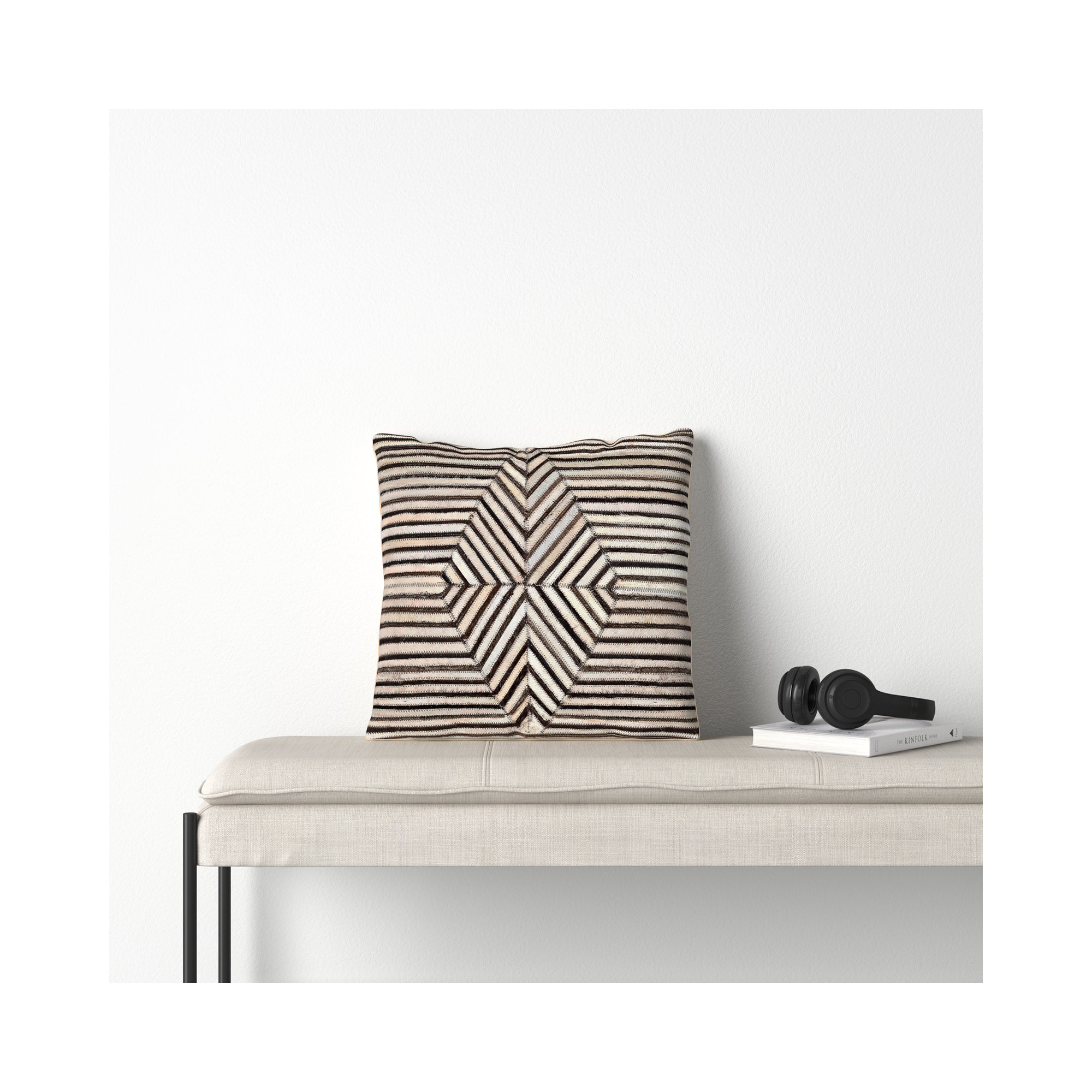 Coleridge Throw Pillow, Polyester/Polyfill, Dark Brown/Cream Stripped