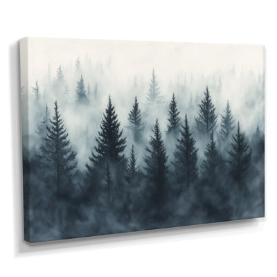 Toile brumeuse, art mural forêt de pin, Zavier