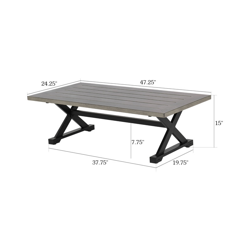 Table basse d'extérieur Marindo L 47,25 po x l 24,25 po Marindo
