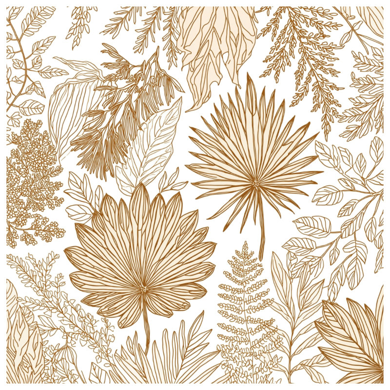 Tapisserie murale botanique Intricate Line - décoration murale feuillage, 68 po H x 80 po L avec 4 œillets