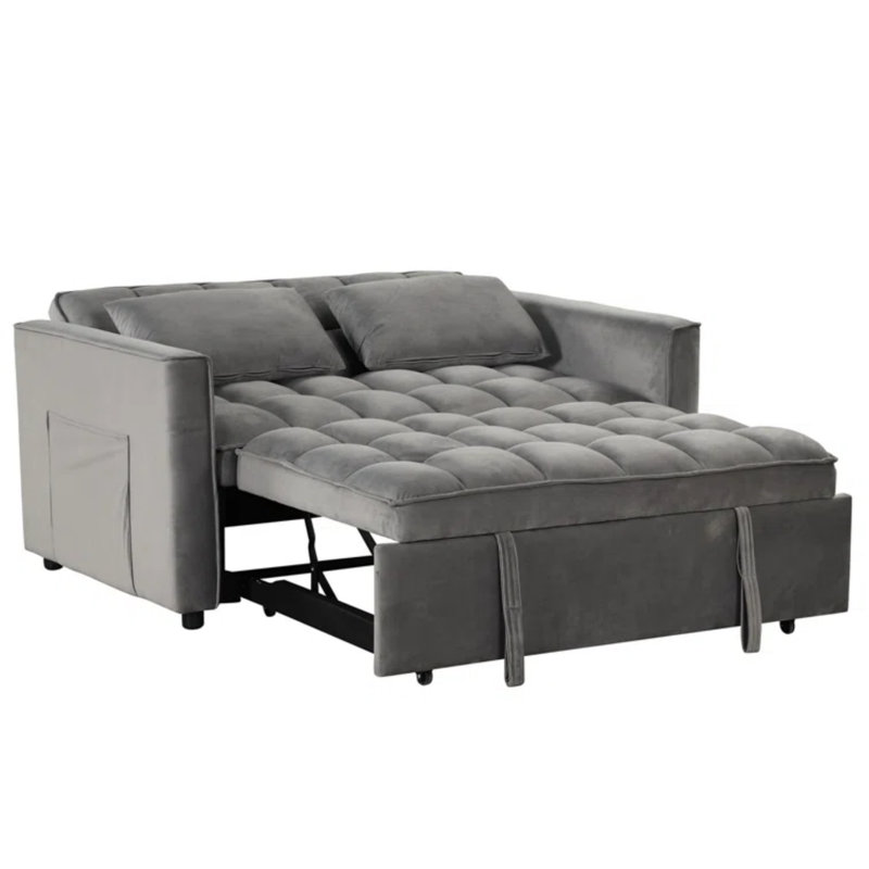Canapé-lit convertible de 55,2 po de largeur avec dossier inclinable et coussins (ensemble de 2), Gris