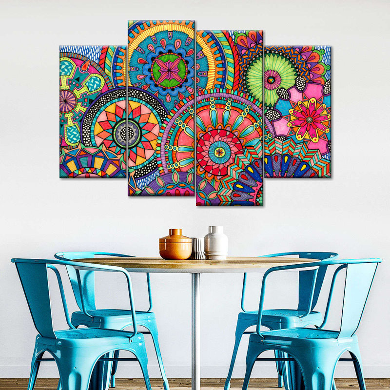 Mandala Mandala Parade, impression sur toile 4 pièces, H 27 po x l 43 po x P 1 po