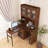 90° Rotating Home Office Desk With Glass Door & Hutch-2036216422
