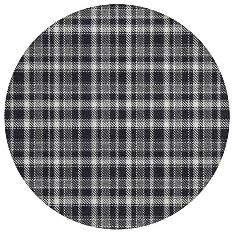 Plaid Indoor / Outdoor Rug, Round 8'