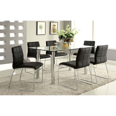 Similicuir 2 pièces, chaises de salle à manger avec pieds en métal chromé