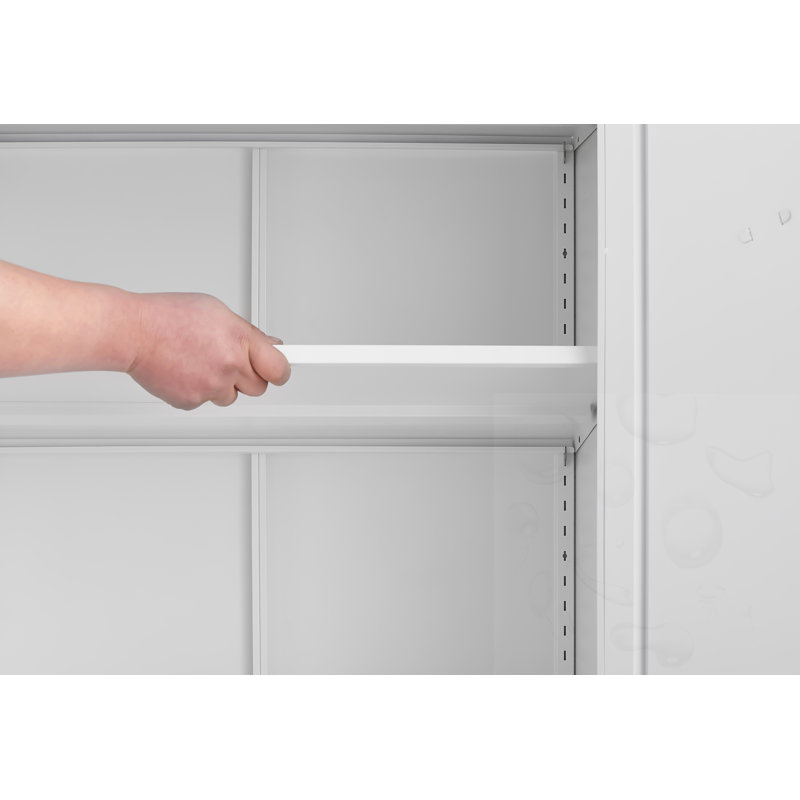 Armoire de rangement en métal avec tablettes réglables, White