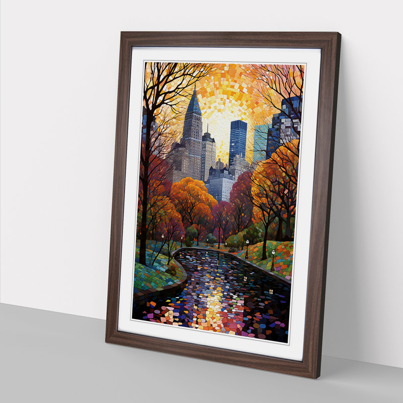 Central Park Orphism - Single Picture Frame Print on Wood, 34cm H x 25cm W x 2cm D, Walnut Framed