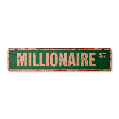 Millionaire Street Sign Heavy Duty Plastic 4" X 18"