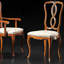 Queen Anne Back Side Chair in Beige/Brown