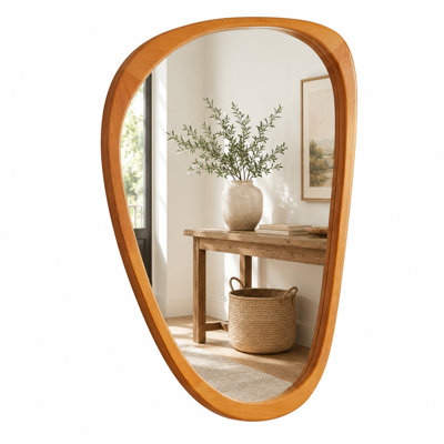Irregular Accent Solid Wood Wall Mirror