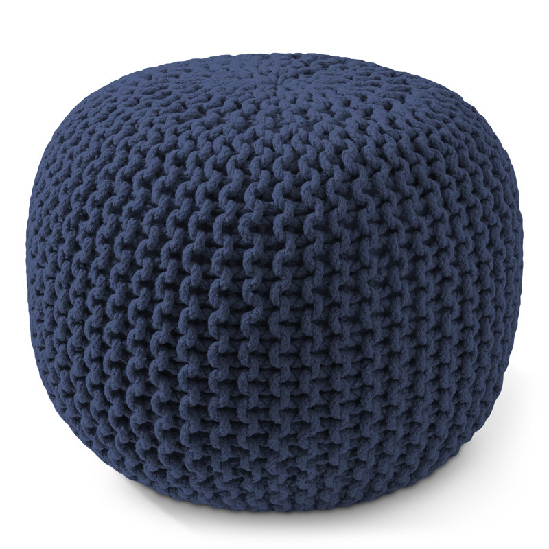  Repose-pieds rembourré en tricot de coton Casafield - Bleu marine, Marine, Round