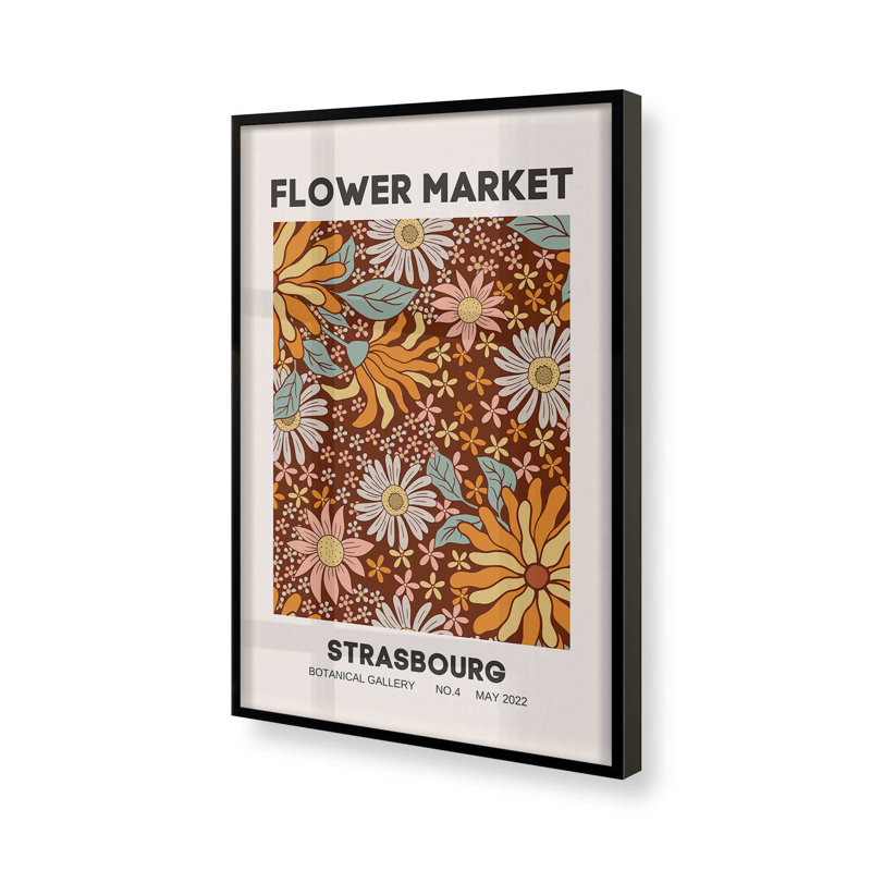 Impression rétro du marché aux fleurs de Strasbourg, H 24 po x l 18 po, Sans cadre, papier