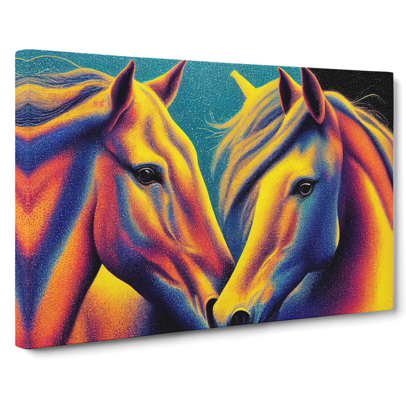 Two Colourful Horses - Wrapped Canvas, 35cm H x 50cm W x 3cm D