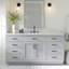 Meuble-lavabo simple en bois massif 66 po avec plateau en quartz blanc Thornaby-1160528167-1195506913