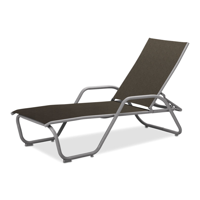 Outdoor Rust-Resistant Metal Chaise Lounge, Beacon Taupe Sunbrella®, Textured Desert