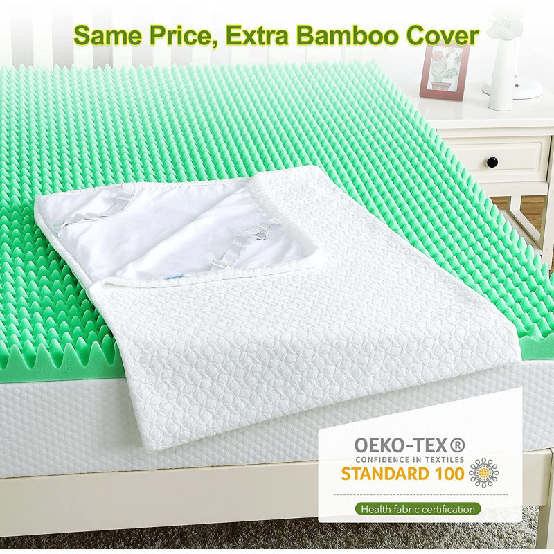 Surmatelas en mousse viscoélastique sans matelas 2 po babevy, Grand lit court