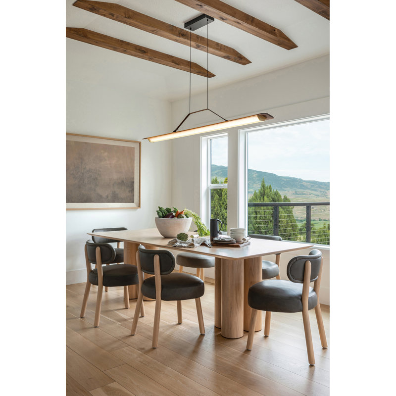 Penna Linear LED Pendant, 7.7" H x 64.5" W x 2.3" D, 2700K Warm White Bulb Temp, 277V, Brass/ Dark Walnut