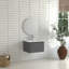 Armoire de salle de bain murale 24 po avec lavabo flottant mural et tiroir en céramique blanche-684812088