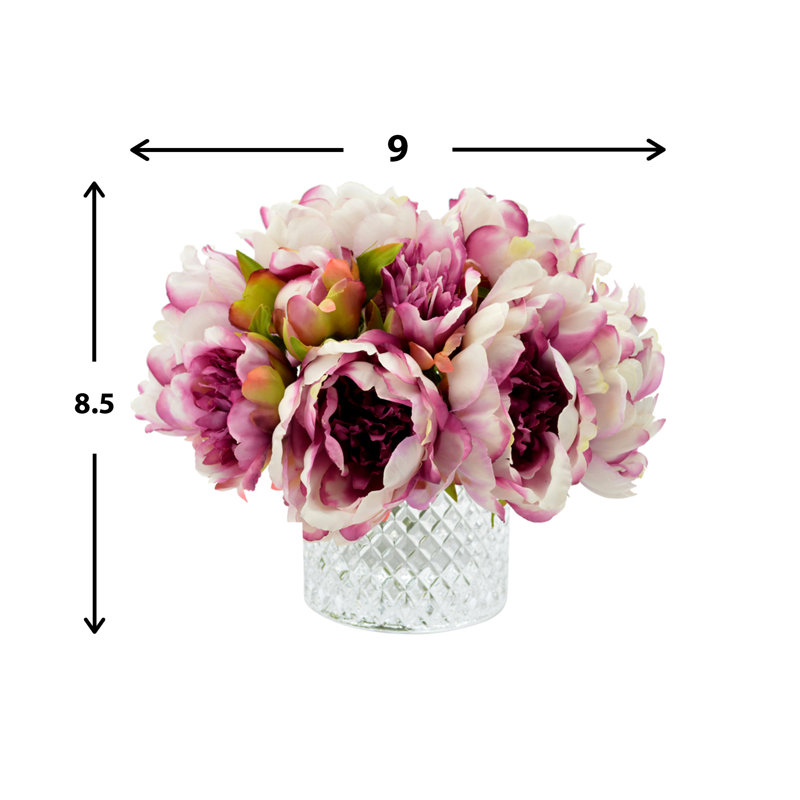 Peony Flowers In A Glass Vase