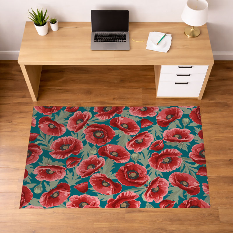 Tapis de bureau léger Poppie, Teal, 0.1" H x 72" W x 48" D x