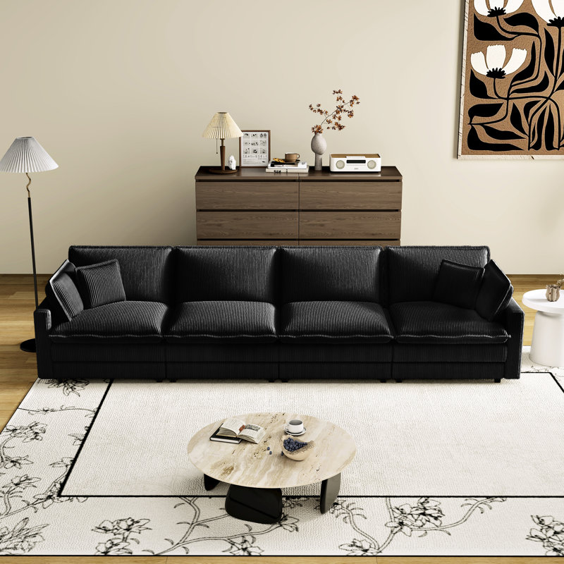 Canapé modulaire moderne en L à 4 places avec assise profonde et surdimensionnée et amovible, convient à plusieurs pièces Perfect Home
