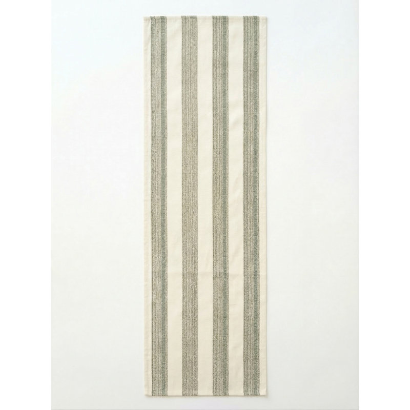 Mint Green Sardinia Stripe Indoor Outdoor Table Runner 14x72, Pure Green