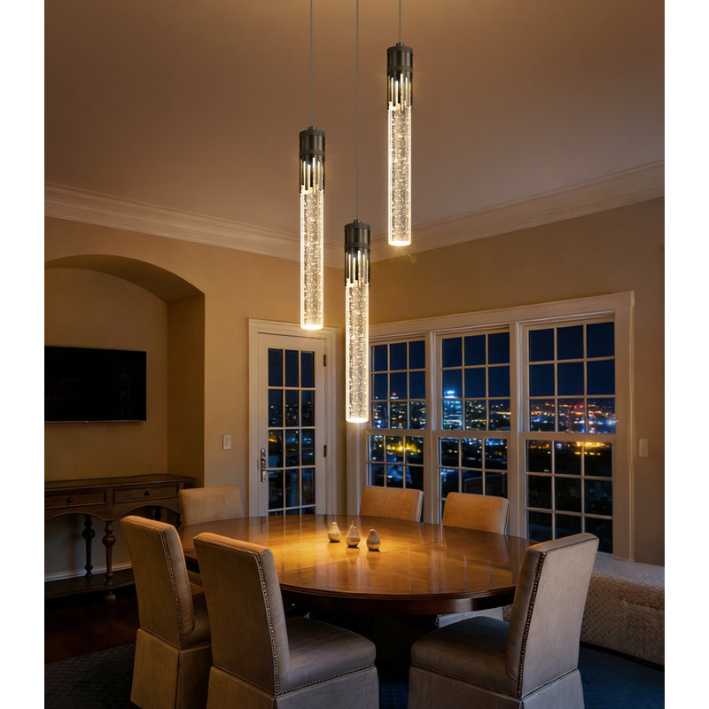 Luminaire suspendu à DEL pour îlot de cuisine à intensité variable, Noir mat, 3, H 78 po x l 12 po x P 12 po