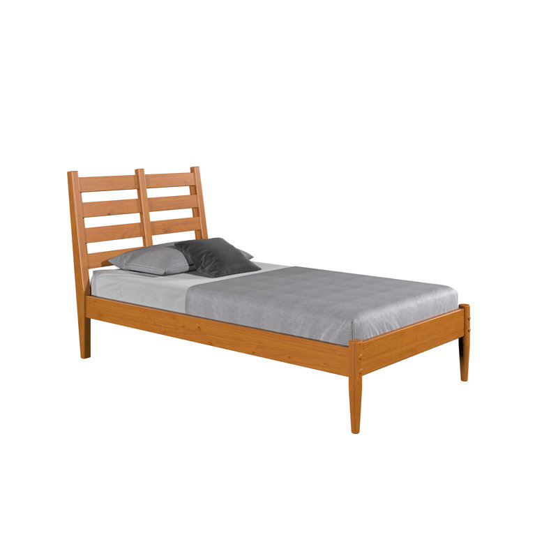 Lit plateforme en bois massif Ashlie, Castanho, Simple