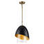 Luminaire suspendu moderne moderne avec abat-jour double couche, cadre en métal noir et doré avec abat-jour en verre intérieur, ouverture en angle inférieure pour îlot de cuisine, compatible avec un plafond incliné, homologué ETL
