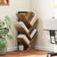 Four-Section 50*24*82 cm MDF 1 Piece Tree Bookcase Rustic Brown Media Storage